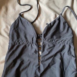 Deep v, open back swimsuit!